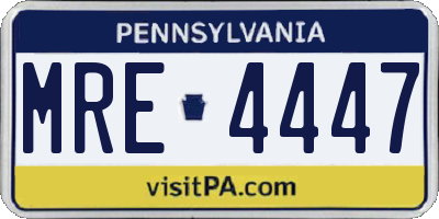 PA license plate MRE4447