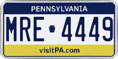 PA license plate MRE4449