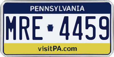 PA license plate MRE4459
