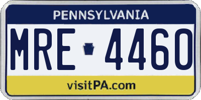 PA license plate MRE4460