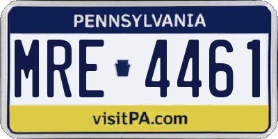 PA license plate MRE4461