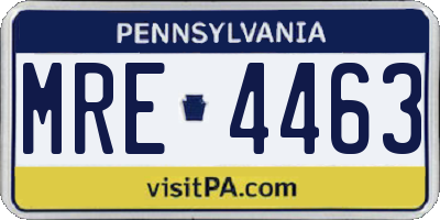 PA license plate MRE4463