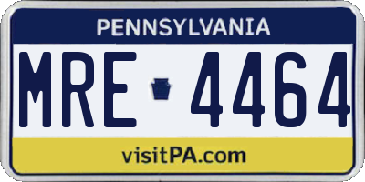 PA license plate MRE4464