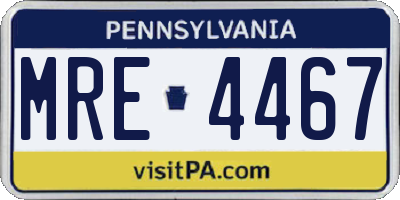 PA license plate MRE4467