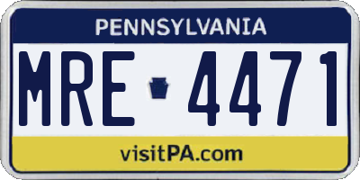 PA license plate MRE4471