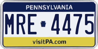 PA license plate MRE4475