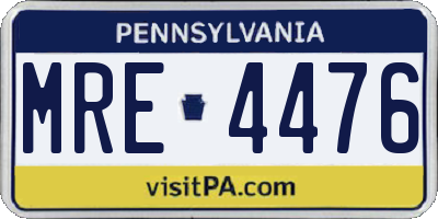PA license plate MRE4476