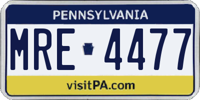 PA license plate MRE4477