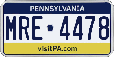 PA license plate MRE4478