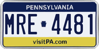 PA license plate MRE4481