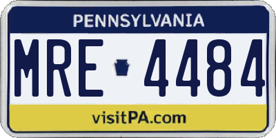 PA license plate MRE4484