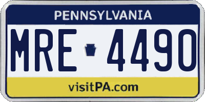 PA license plate MRE4490