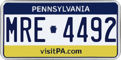 PA license plate MRE4492