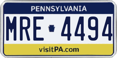 PA license plate MRE4494