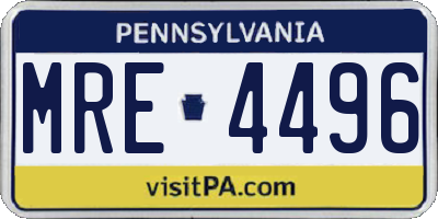 PA license plate MRE4496