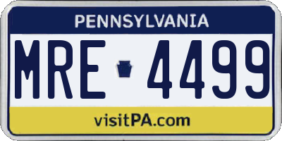 PA license plate MRE4499