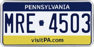 PA license plate MRE4503