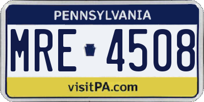 PA license plate MRE4508