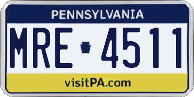 PA license plate MRE4511