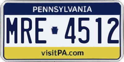 PA license plate MRE4512