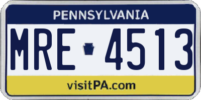 PA license plate MRE4513