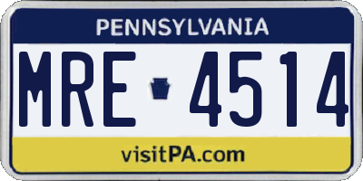 PA license plate MRE4514