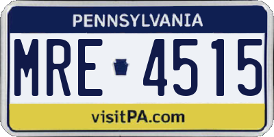 PA license plate MRE4515