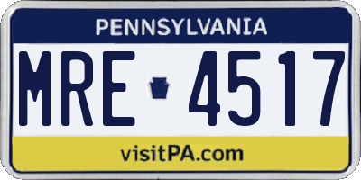 PA license plate MRE4517