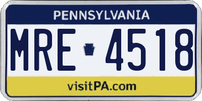 PA license plate MRE4518
