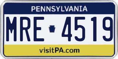 PA license plate MRE4519