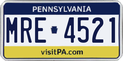 PA license plate MRE4521
