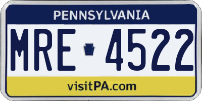 PA license plate MRE4522