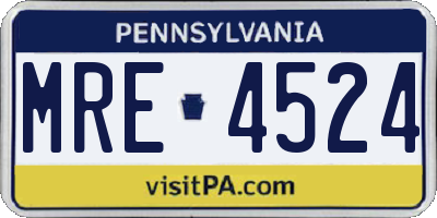 PA license plate MRE4524