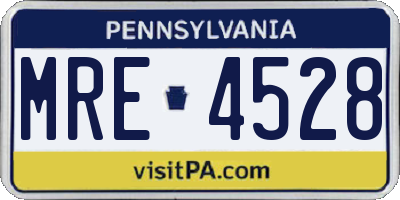 PA license plate MRE4528