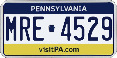 PA license plate MRE4529