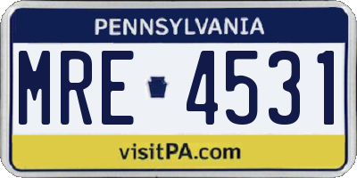 PA license plate MRE4531