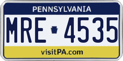 PA license plate MRE4535