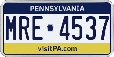 PA license plate MRE4537