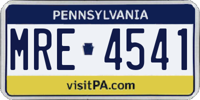 PA license plate MRE4541