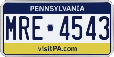 PA license plate MRE4543