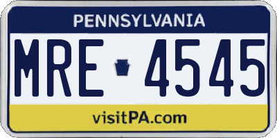 PA license plate MRE4545