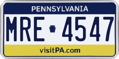 PA license plate MRE4547
