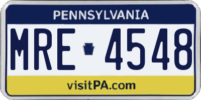 PA license plate MRE4548