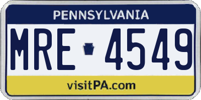 PA license plate MRE4549