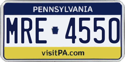 PA license plate MRE4550