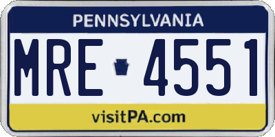 PA license plate MRE4551