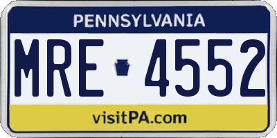 PA license plate MRE4552