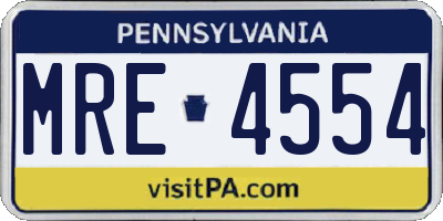 PA license plate MRE4554