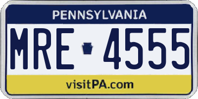 PA license plate MRE4555