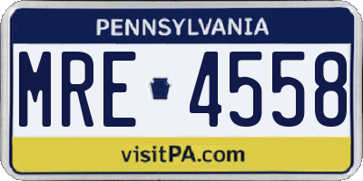 PA license plate MRE4558